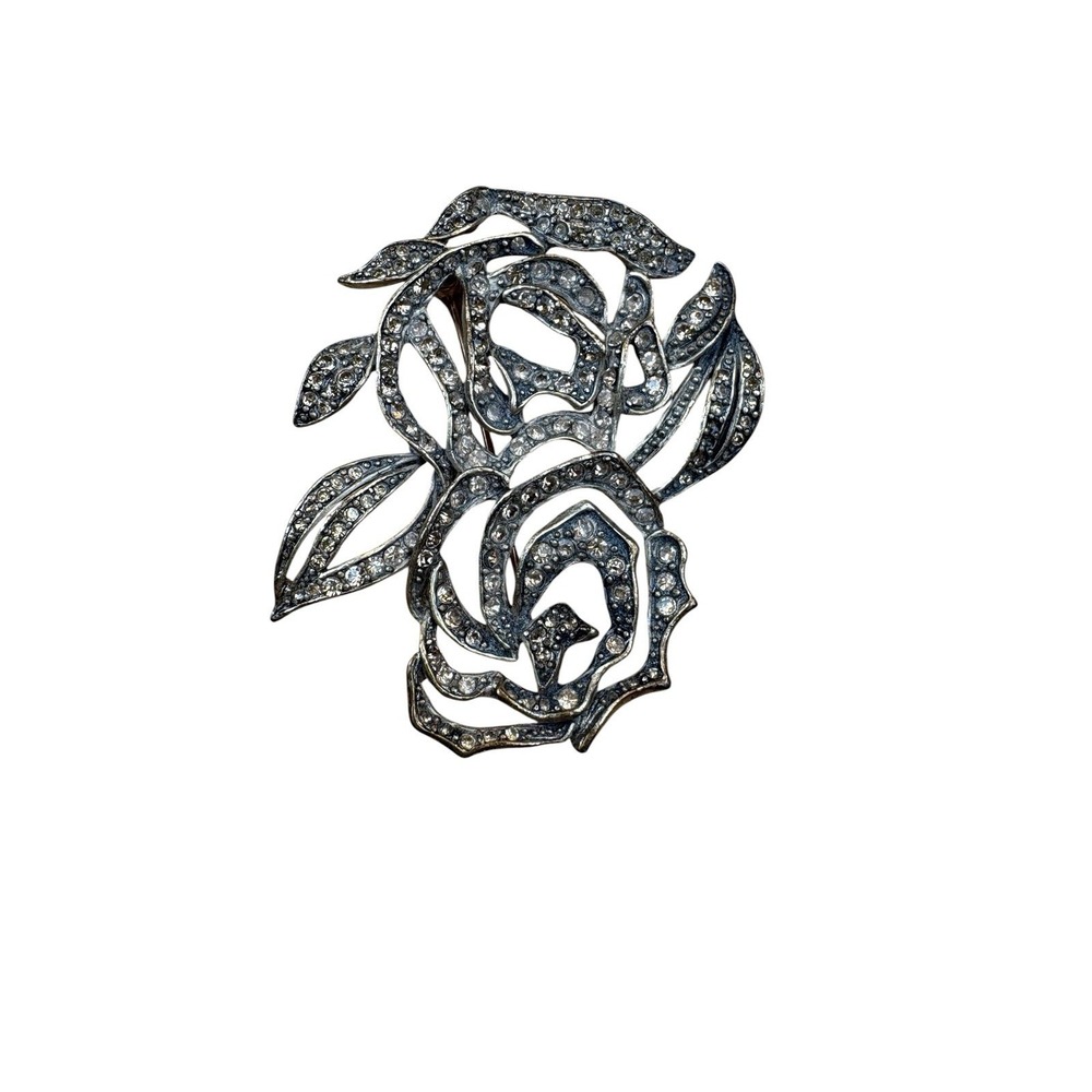 Vintage KC Gold‎ Tone Openwork Rose Flower Brooch Pin Modernist Floral